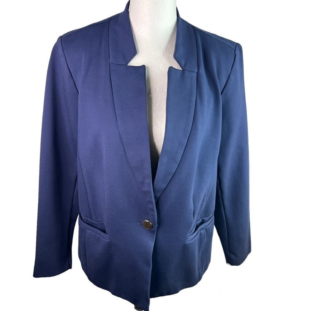 ELOQUII Designs Spandex Blend Button Closure Women’s Plus Size Blue Blazer Sz 16